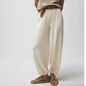 Free People Cream Freya Knit Pants Balloon Jogger Lounge Womens Size S